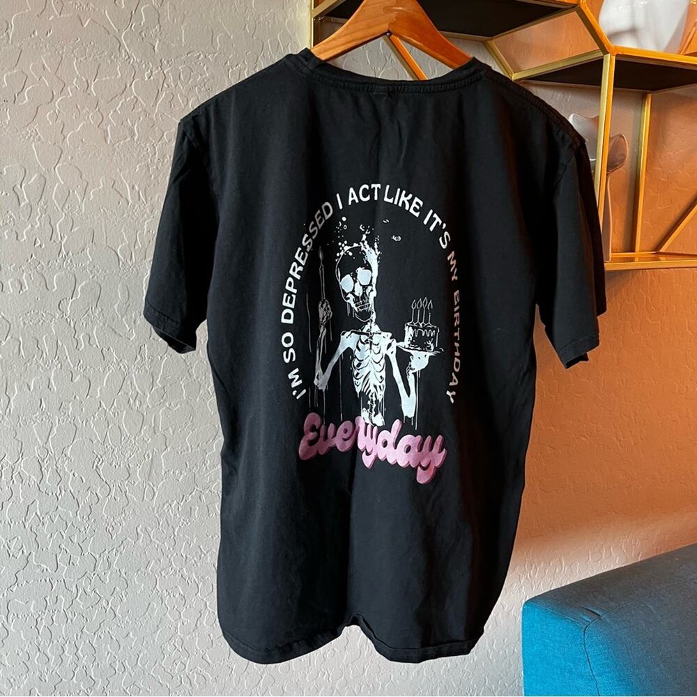 Taylor Swift Tortured Poets Department black depressed birthday tee size large L - Picture 1 of 6